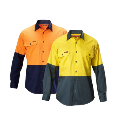 Hard Yakka Koolgear Hi-Vis Long Sleeve Work Shirt Vented Lightweight Y07558- Bannav S Bannav LLC